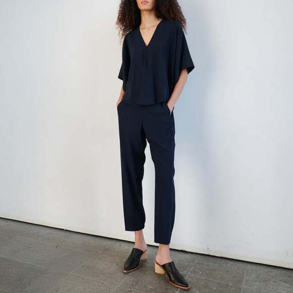 Zero + Maria Cornejo Pants Gabi High Rise Trouser Pants Size 4 Black - Picture 1 of 9